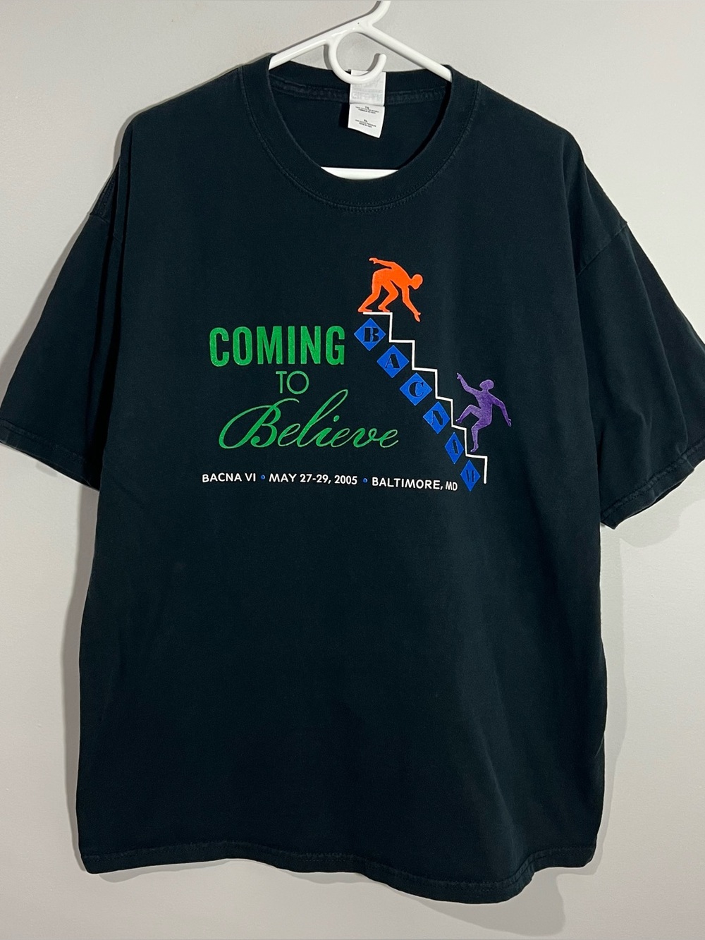 Vintage Coming To Believe Bacna VI Baltimore Black Short Sleeve T-Shirt Mens XL